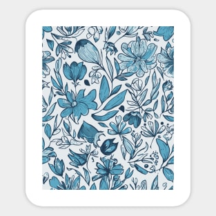 Floral Pattern Hand Drawn Sketch: Doodle-Style Floral Fantasy Sticker